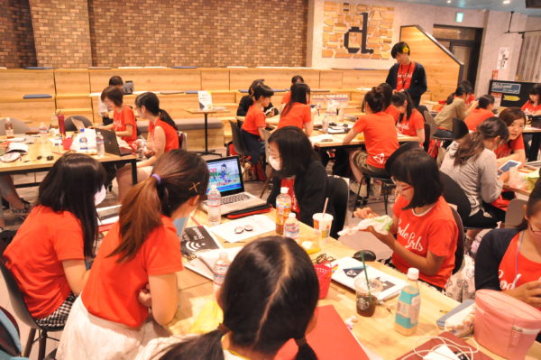 Girl coders attending an event in Japan this summer, in which Unity Japan partnered with Life is Tech. (Image courtesy Unity Technologies.)
